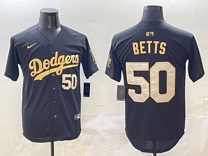 Men Los Angeles Dodgers #50 Betts Black Gold Nike 2025 MLB Jersey style 4261->los angeles dodgers->MLB Jersey